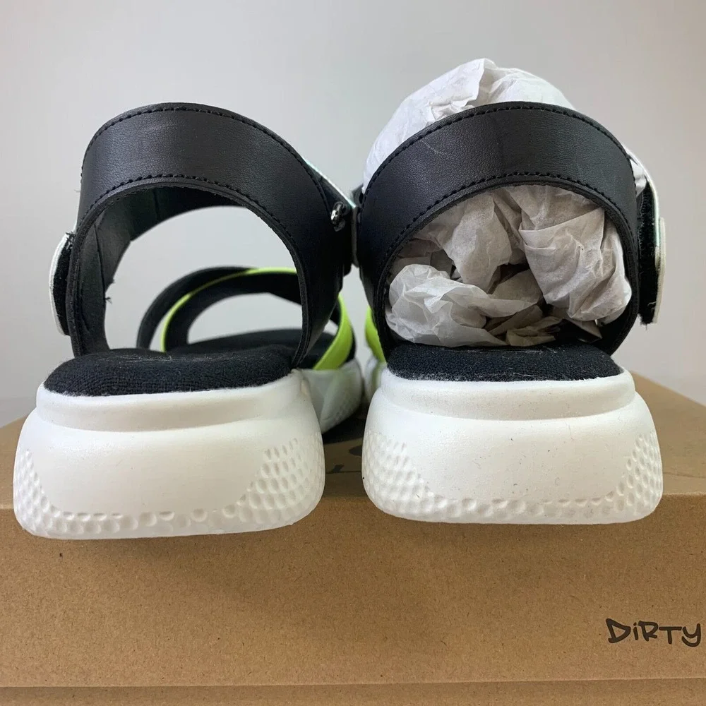 Dirty Laundry Womens Sz 8M Time3 Sandals Black‎ White Hook & Loop Slip-Ons
